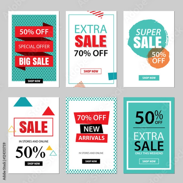 Fototapeta Set of sale website banner templates.Social media banners