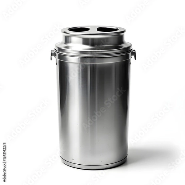 Obraz Modern Stainless Steel Recycling Bin with Two Compartments
