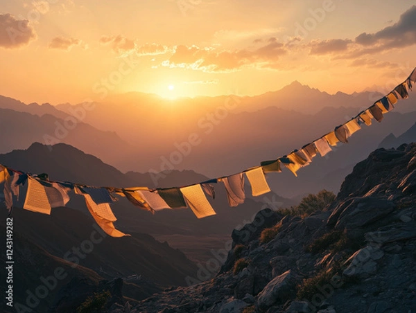 Fototapeta Spiritual Sunrise over Mountain Range