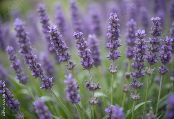 Fototapeta A close-up of purple lavender flowers with a blurred background