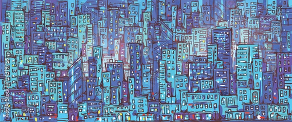 Obraz City background, hand drawn vector illustration