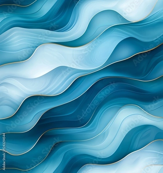 Fototapeta Abstract blue waves create a soothing and dynamic visual experience. Ideal for backgrounds, wallpapers, or artistic designs. Perfect for modern and minimalist aesthetics.