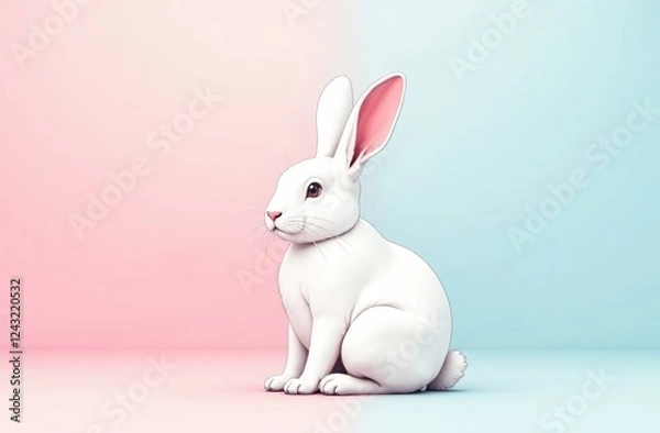 Fototapeta Minimalist Easter Bunny Line Art on a Soft Pastel Background