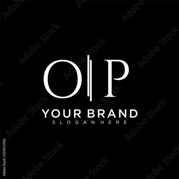 Fototapeta OP letter monogram logo with bussines style dsign