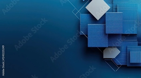 Fototapeta Abstract Blue Cubes Digital Data Technology Background