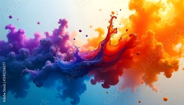 Obraz Vibrant Abstract Ink Explosion in Water - Colorful Fluid Art