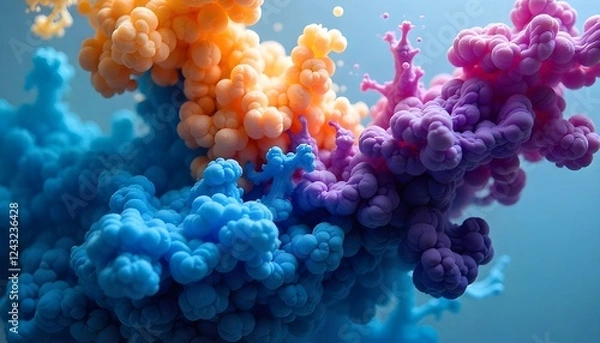 Obraz Vibrant Abstract Ink Explosion in Water - Colorful Fluid Art