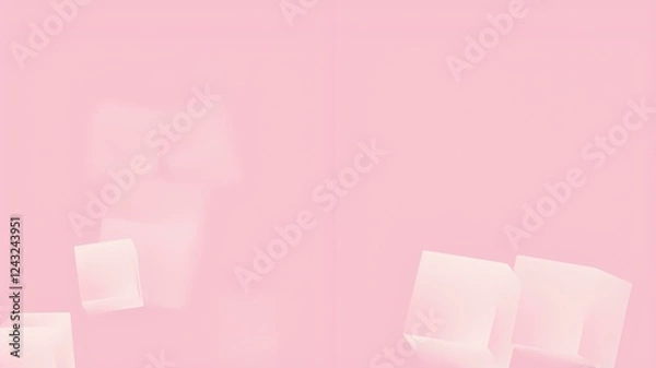 Obraz Soft pink background with floating translucent squares. Ideal for baby - related product designs, feminine brand aesthetics, greeting cards, and social media story templates. 