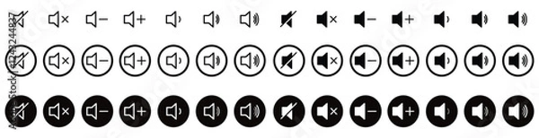 Obraz set of speaker volume icon vector symbol isolated on white.