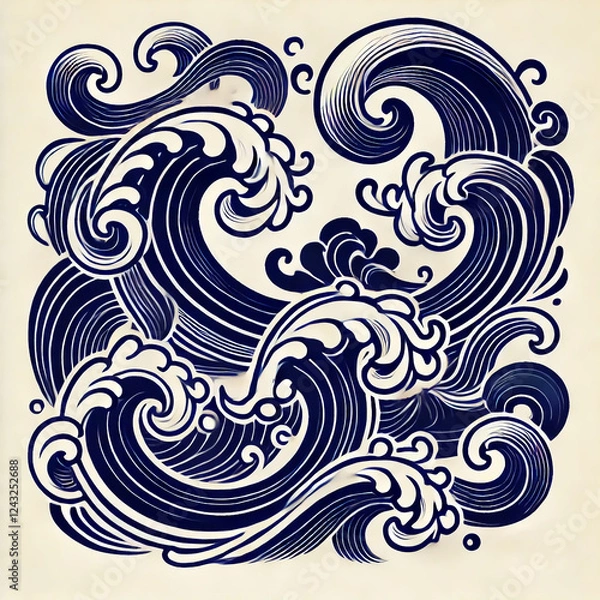 Obraz 波のイラスト