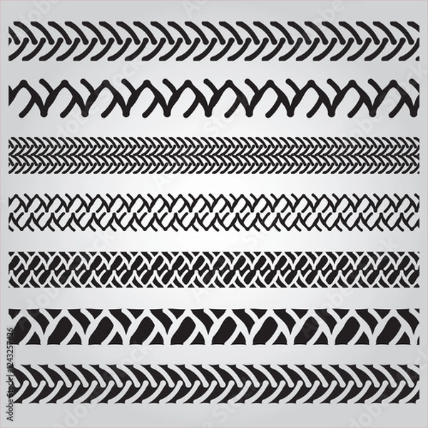 Obraz Set of Six Tyre tread pattern brushes for Illustrator 