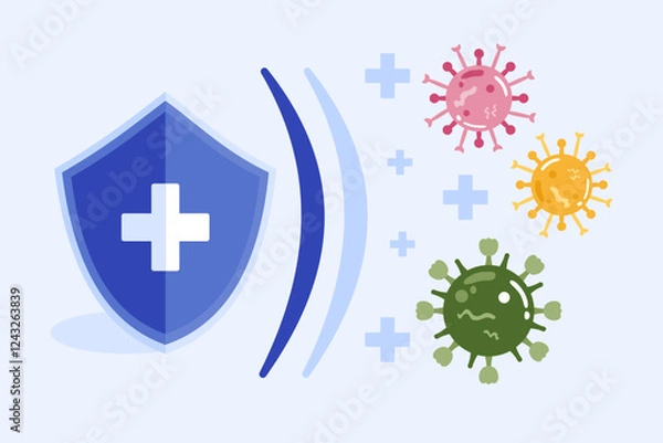 Obraz A protective armor defending against viruses, with dual protection.