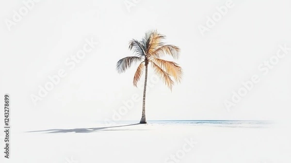 Fototapeta Coconut palm tree isolated on white background. Tropical foliage