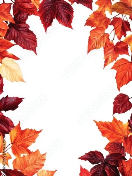 Fototapeta Autumn Leaves Frame Border Design Background