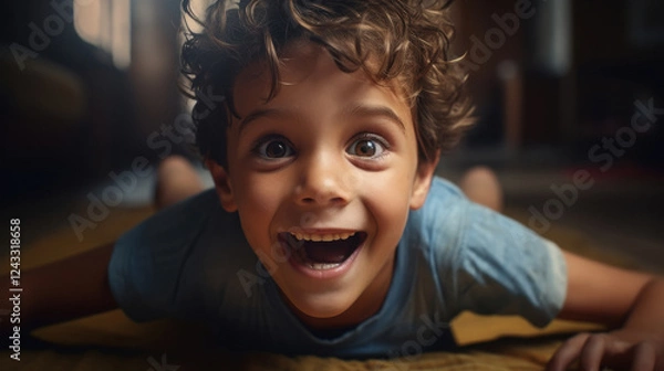 Fototapeta child with a happy smiling face in orphanage
