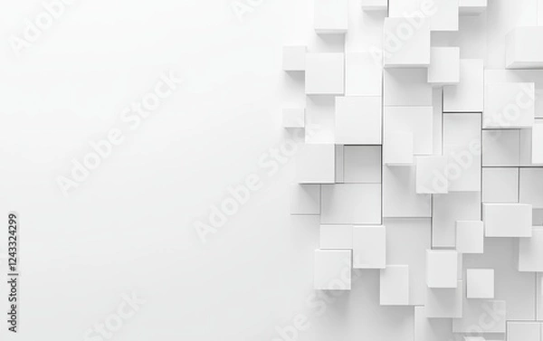 Obraz White cubes abstract background texture, copy space