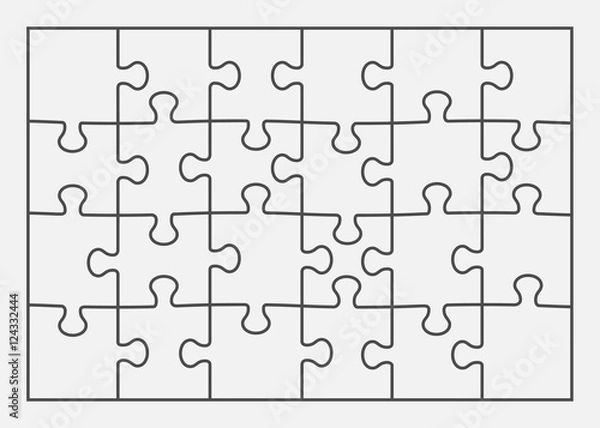 Fototapeta Set of twenty four puzzle pieces. Vector illustration, eps 8.

