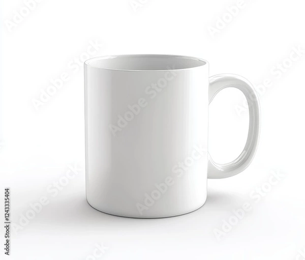 Fototapeta White mug mockup, studio shot, blank design, isolated background, product presentation