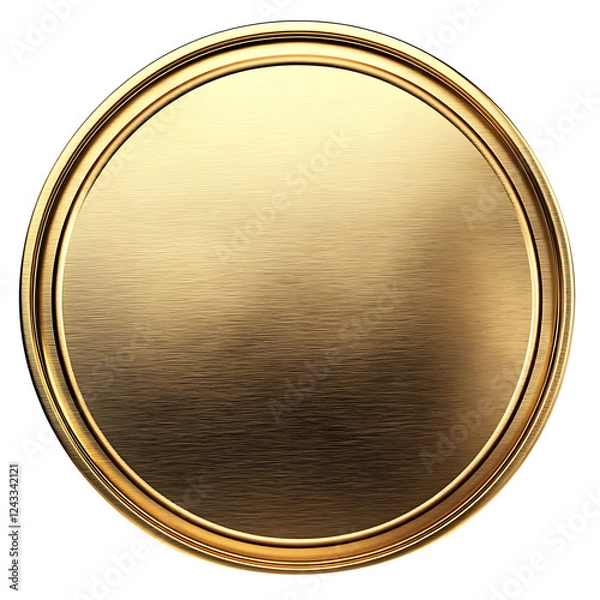 Fototapeta Premium Metallic Gold Badge with Smooth Reflective Surface on transparent