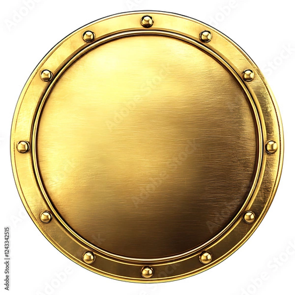 Fototapeta Premium Metallic Gold Badge with Smooth Reflective Surface on transparent