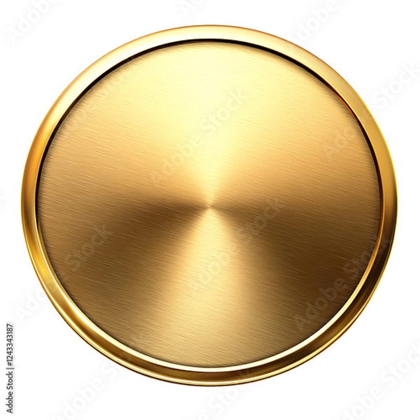 Fototapeta Premium Metallic Gold Badge with Smooth Reflective Surface on transparent