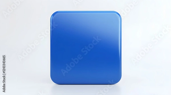 Obraz 
Blank Mobile application icon, button - Blue square with round corners. 3d rendering, white background