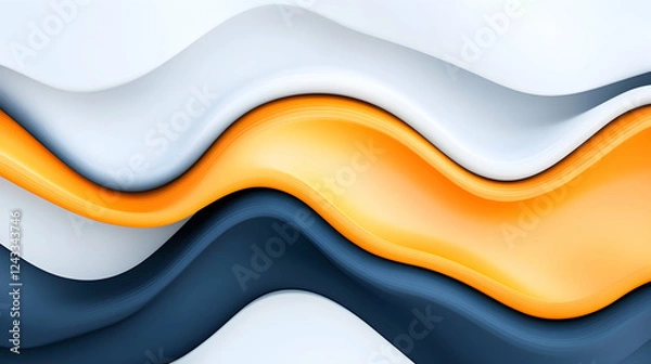 Fototapeta Abstract wavy orange blue white design, fluid shapes background, website banner