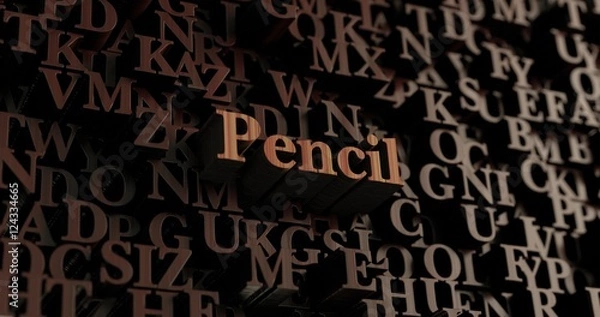 Fototapeta Pencil - Wooden 3D rendered letters/message.  Can be used for an online banner ad or a print postcard.