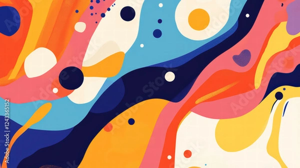 Fototapeta bright and colorful abstract representation of joy, featuring vibrant swirls and playful shapes in various colors, evoking sense of happiness and creativity
