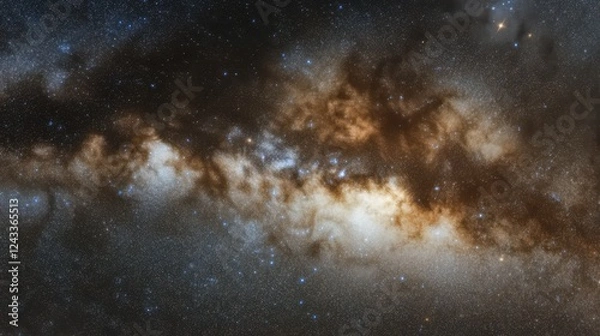Fototapeta A stunning image of a vast galaxy featuring an extensive, elongated cloud structure, showcasing the beauty of the cosmos and cosmic phenomena.
