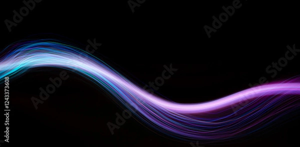 Obraz Abstract modern technology banner design. Digital neon lines on black background. High quality photo