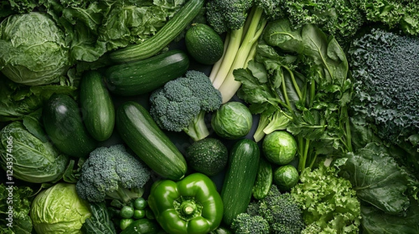 Fototapeta A background featuring an array of green vegetables.