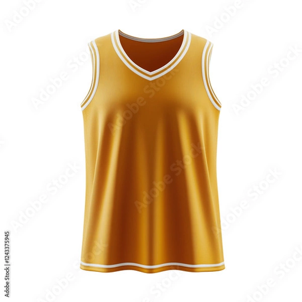 Fototapeta Gold Basketball Jersey Mockup Sports Apparel Template Design, Transparent Background, Ai Generative Images