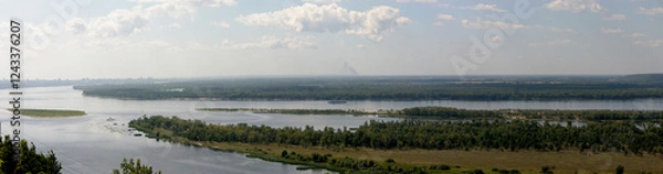Fototapeta Panoramic view of the Volga River from the observation deck.
