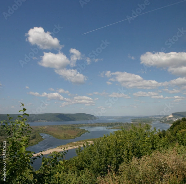 Fototapeta View of the Volga River from the top of the hill