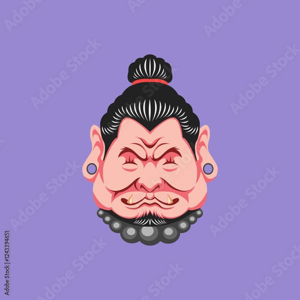 Obraz One mask Japanese mythology character vector illustration 