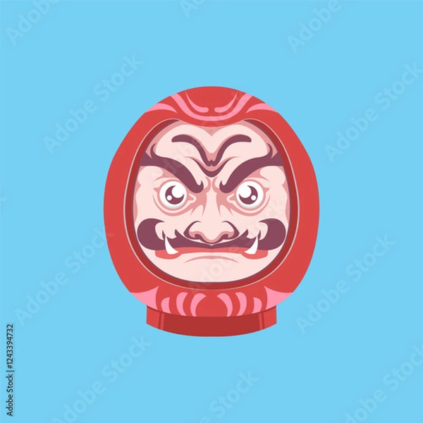 Obraz Red daruma japanese doll vector illustration 