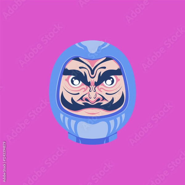 Obraz Blue daruma Japanese doll vector illustration 