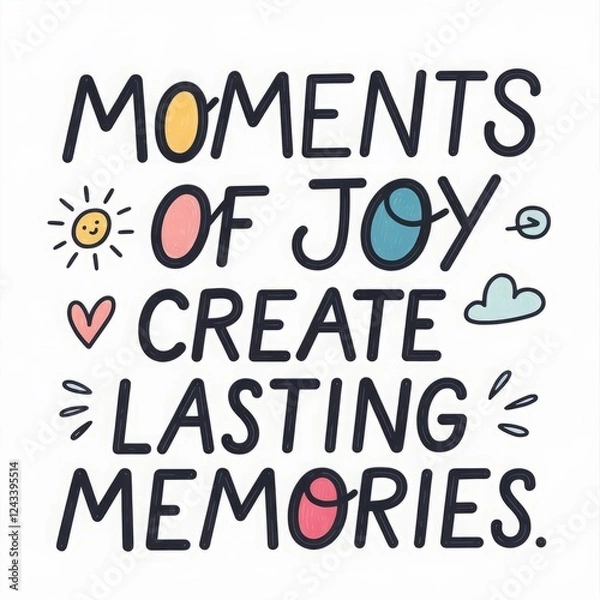 Fototapeta Inspiring quotes about self care and joy in a whimsical neon pastel style with quirky lettering and cheerful elements