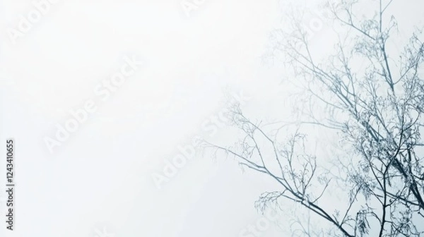 Obraz Delicate pastel strokes and branches create a serene minimalist artwork on a white canvas