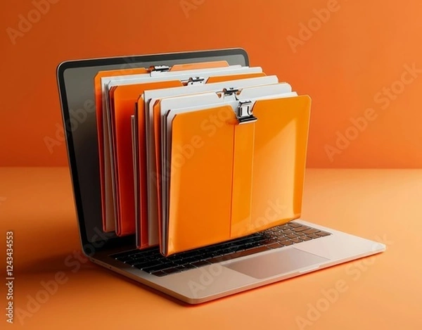 Obraz Modern workspace featuring a colorful folder on display.