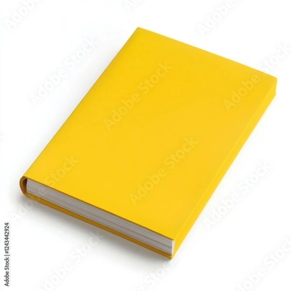 Fototapeta Bright yellow notepad with clean sheets ready for notes and sketches in a creative workspace