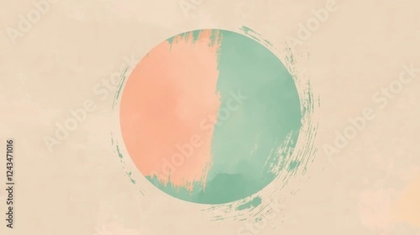 Fototapeta Elegant minimalist design showcasing a large circle created with soft pastel colors and brushstroke accents
