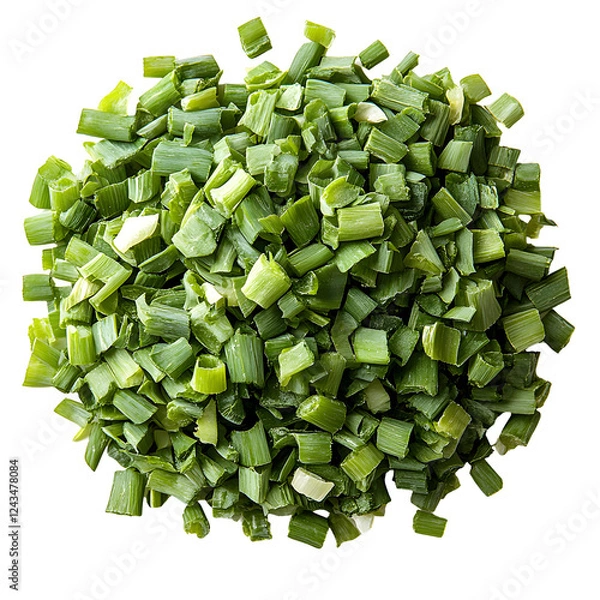 Fototapeta Chopped Green Onions Isolated on White Background