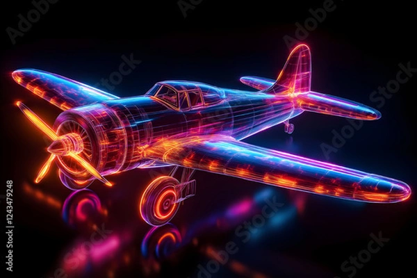 Fototapeta neon-signed plane line