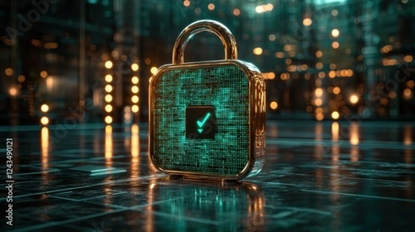 Fototapeta Cyber security techniques focused on ransomware protection, email phishing prevention, and encrypted technology to secure digital information and ensure safe online transactions.