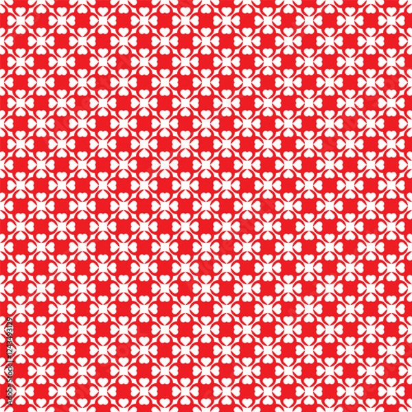 Fototapeta Seamless pattern. Red and white heart shape. Valentine's Day theme. For backdrop or fabric pattern.