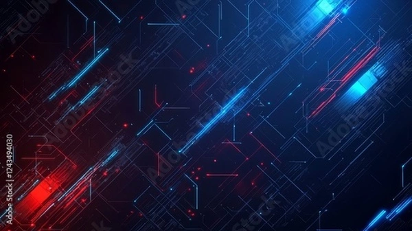 Fototapeta A futuristic representation of a digital network in vivid colors.