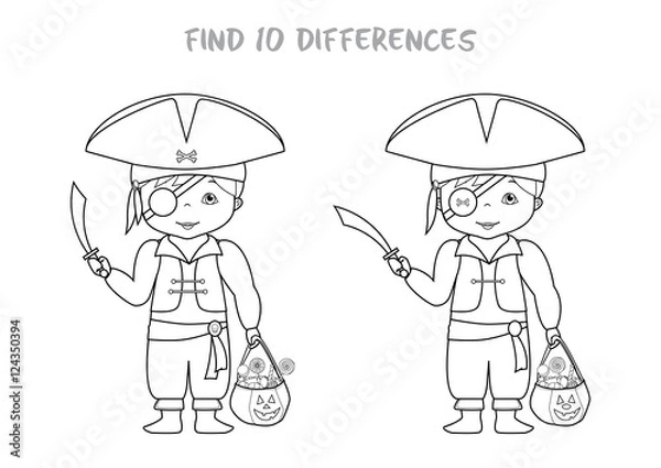 Obraz Halloween spot the difference game for kids