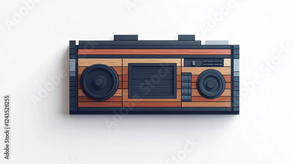Obraz Transformation of 3D Radio to Flat Illustration Blending Realism and Creative Design on White Background